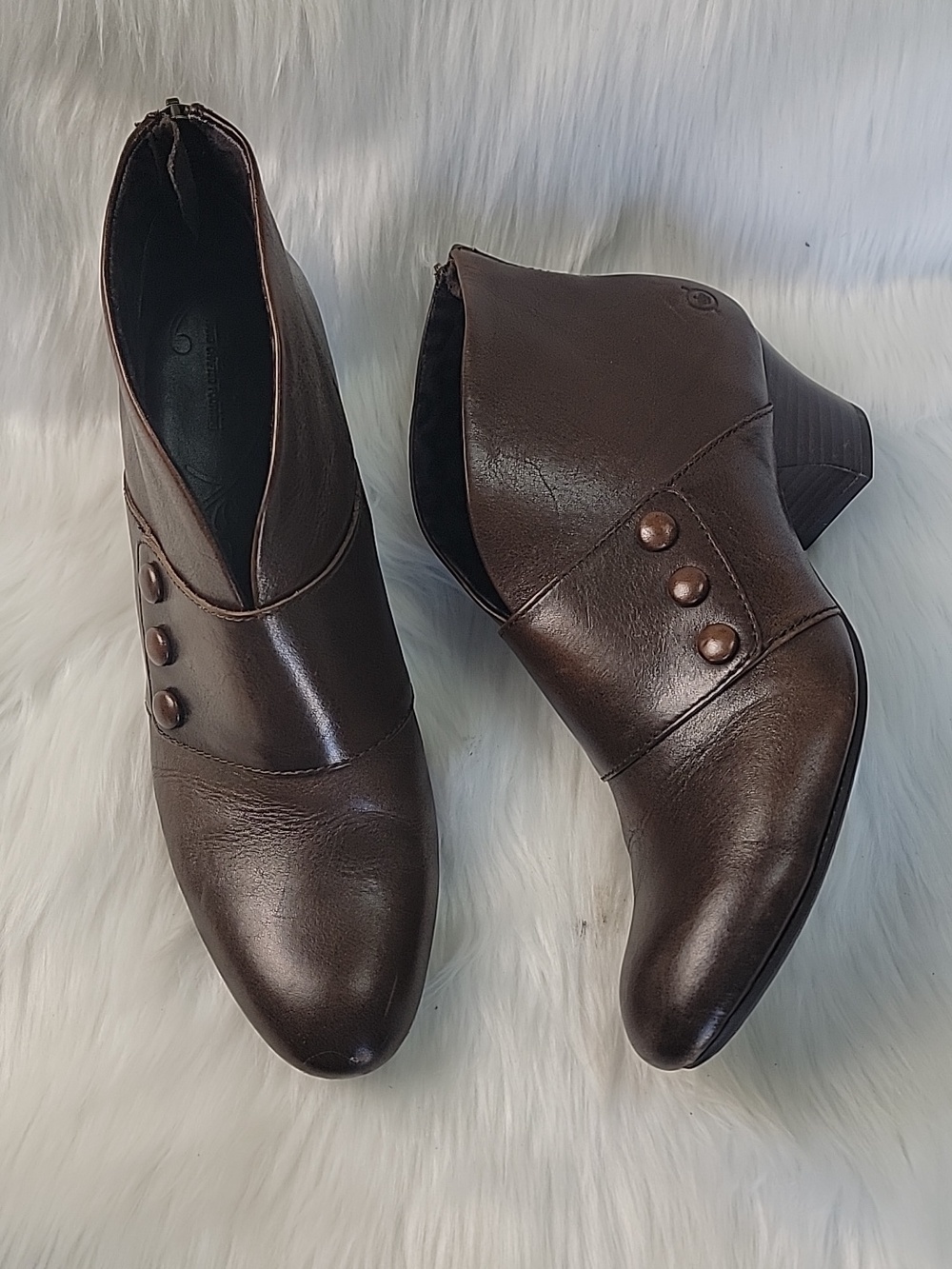 BORN Jessen Cognac Brown Comfort Victorian Retro Boho‎ Ankle Bootie Boots 9